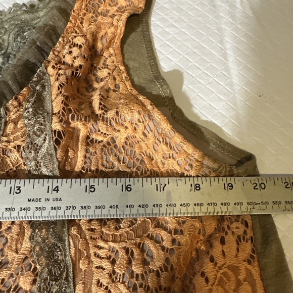 Pretty Angel Sz XL Sleeveless Top Taupe Lace Linen Boho Regency Victorian Lace - Picture 9 of 16